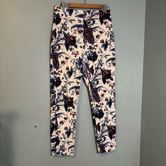 Diane Von‎ Furstenberg Dakota White Rose Floral Skinny Trouser Pants Size 12 - Picture 3 of 12